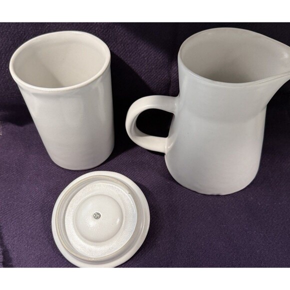 Bennington Potters Creamer and Sugar Bowl w Lid White Modernist Vermont Rare Vtg - Picture 6 of 16